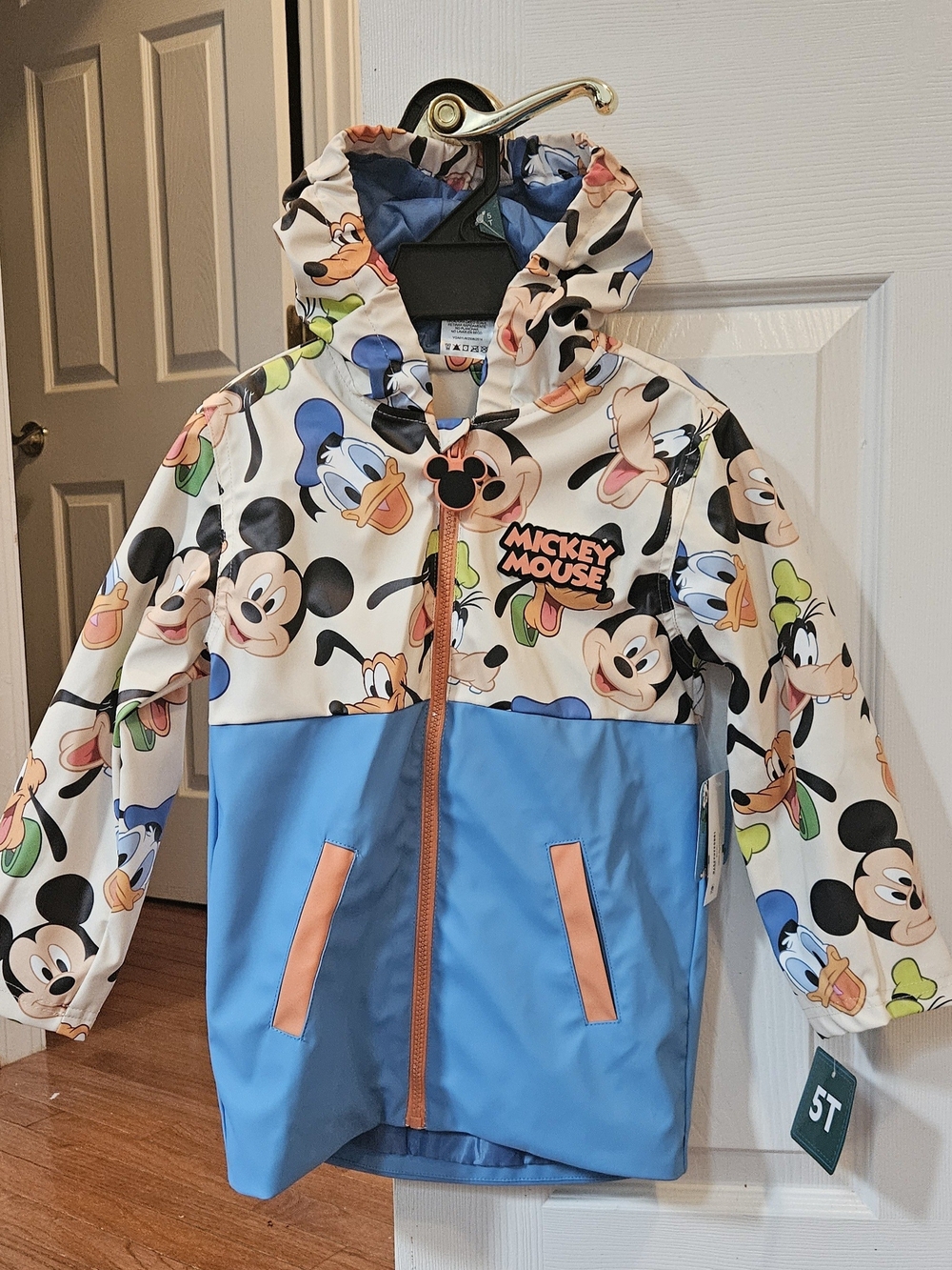 Disney Mickey Mouse Multi-Color Hooded Raincoat with Blue Lower Panel